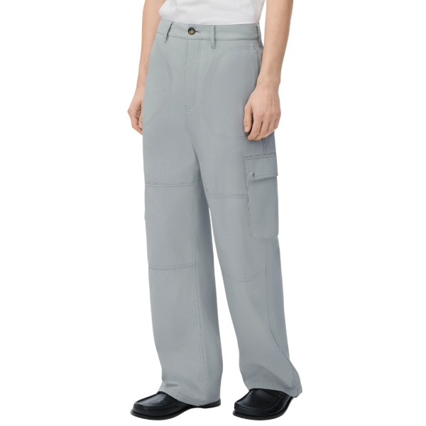 Pantalon cargo LOEWE sergé coton gris clair multi poches