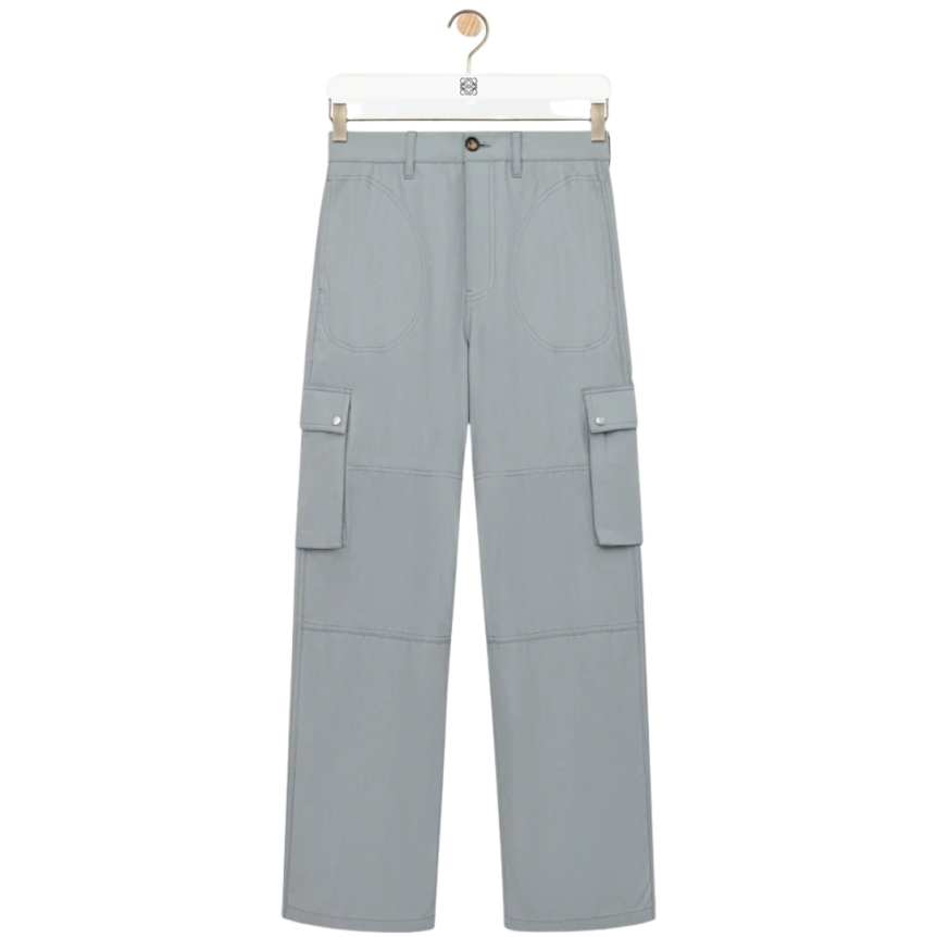 Pantalon cargo LOEWE sergé coton gris clair multi poches