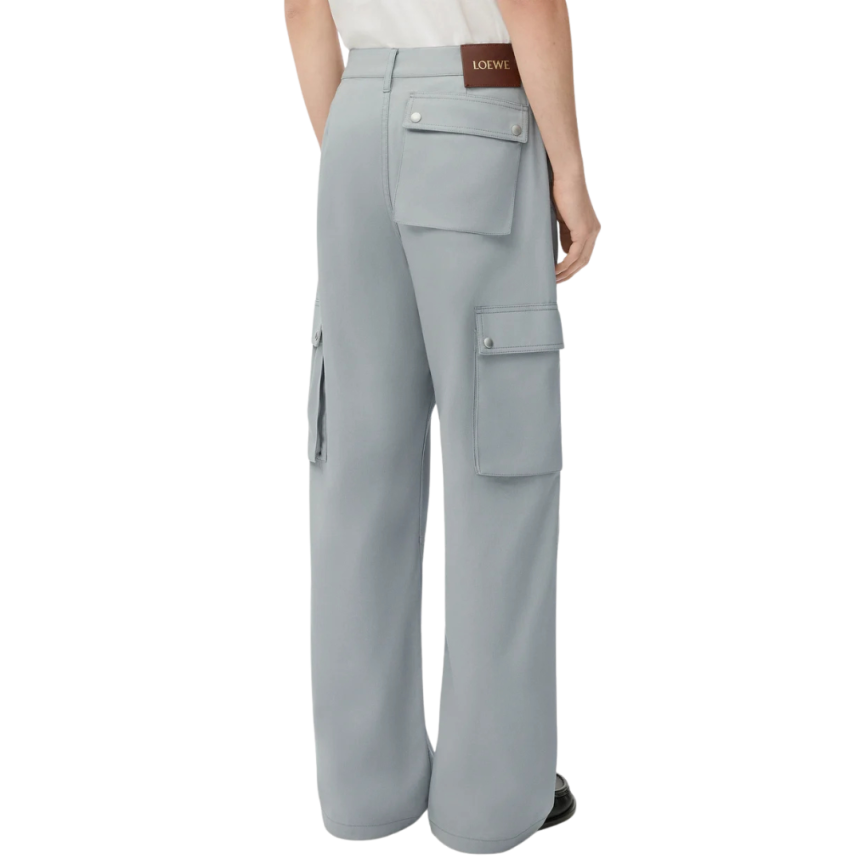 Pantalon cargo LOEWE sergé coton gris clair multi poches