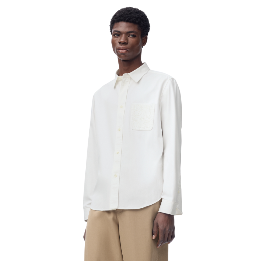 Chemise classique LOEWE manche longue popeline coton blanc