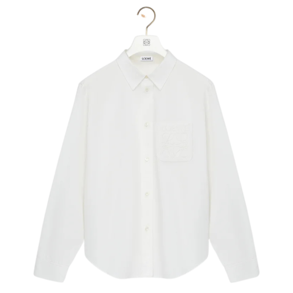 Chemise classique LOEWE manche longue popeline coton blanc