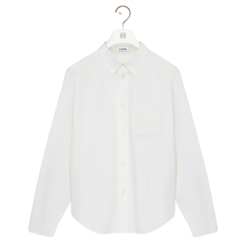 Chemise classique LOEWE manche longue popeline coton blanc