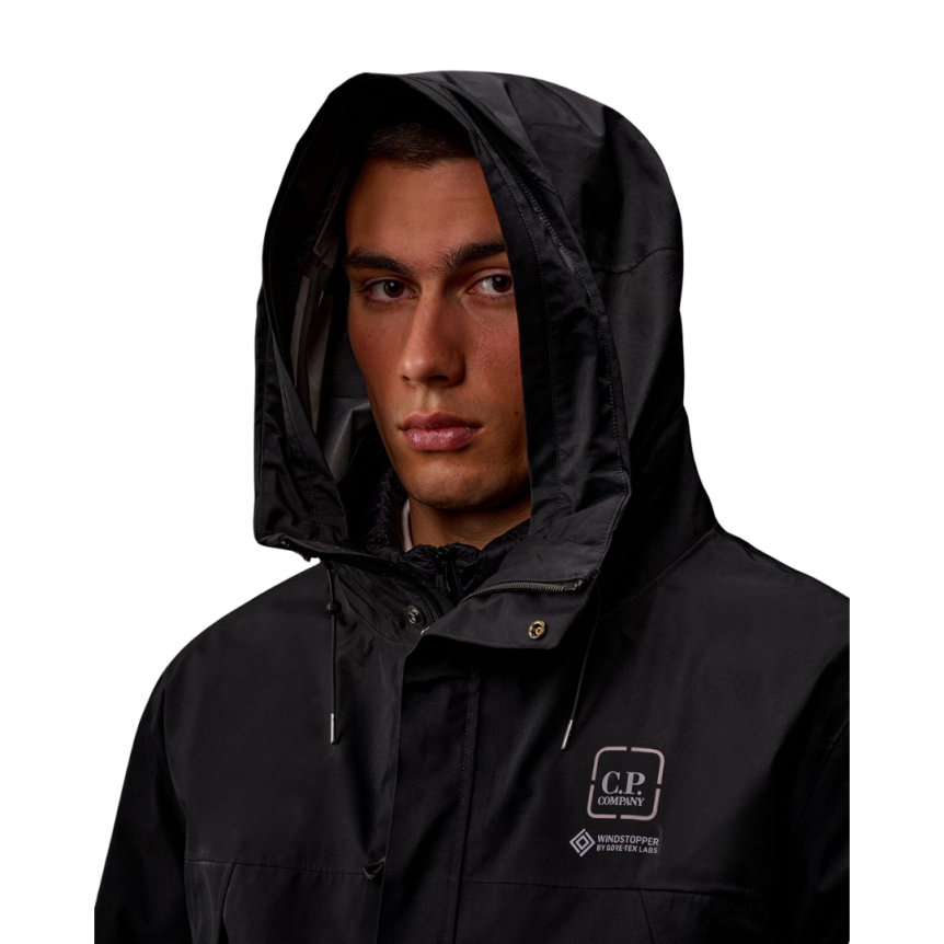 Veste à capuche CP COMPANY Coupe vent détachable Metropolis Series microfibre nylon noir