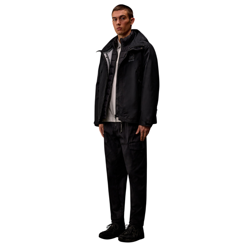 Veste à capuche CP COMPANY Coupe vent détachable Metropolis Series microfibre nylon noir