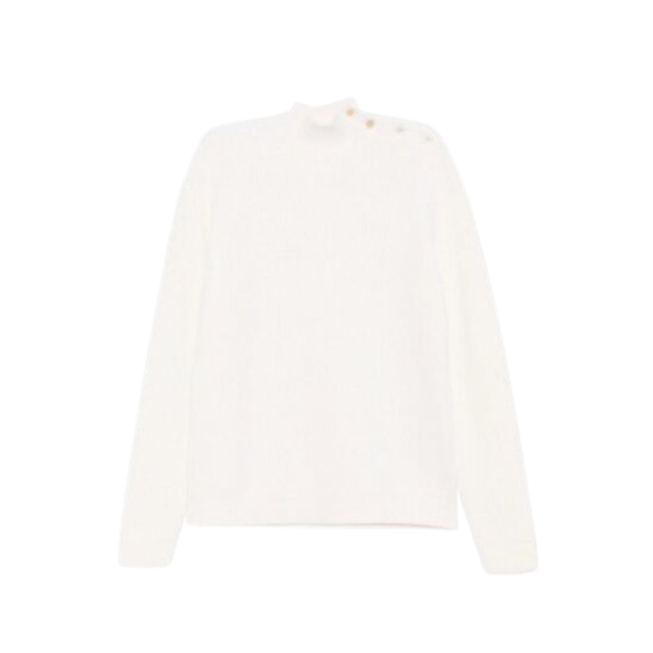 Pull PRADA écru col montant boutons