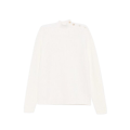 Pull écru col montant boutons