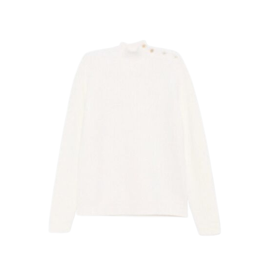 Pull PRADA écru col montant boutons