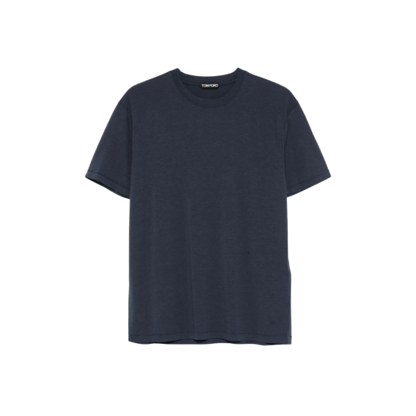 T-shirt TOM FORD col rond lyocell coton bleu marine