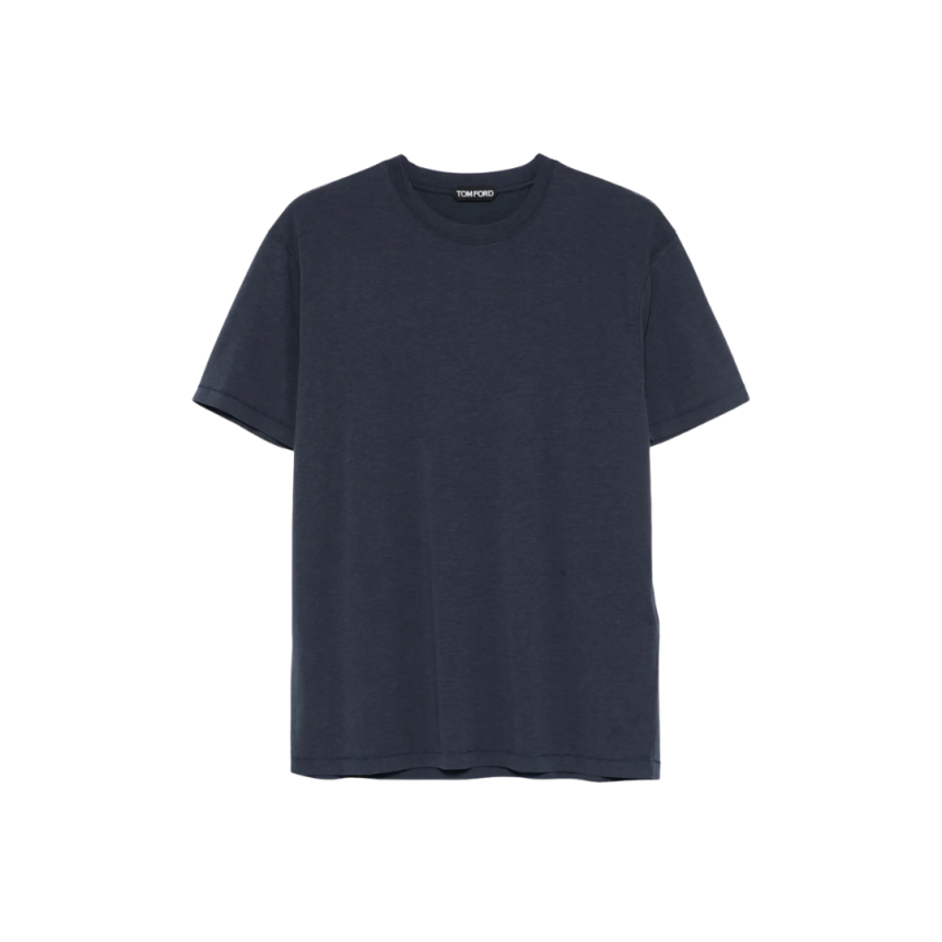 T-shirt TOM FORD col rond lyocell coton bleu marine