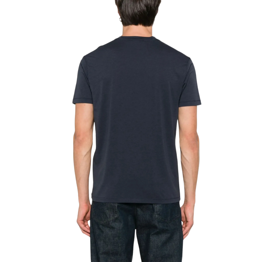 T-shirt TOM FORD col rond lyocell coton bleu marine