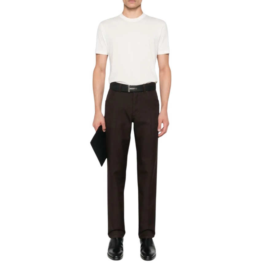 T-shirt TOM FORD col rond lyocell coton blanc