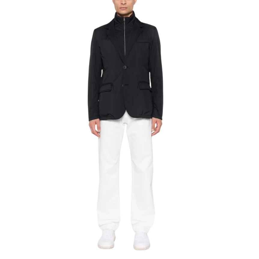 Veste bouton HERNO nylon noir poches rabats col zippé