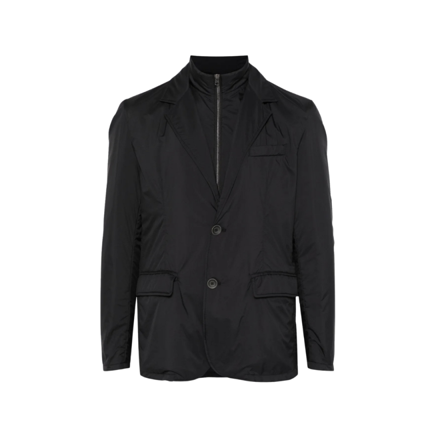 Veste bouton HERNO nylon noir poches rabats col zippé