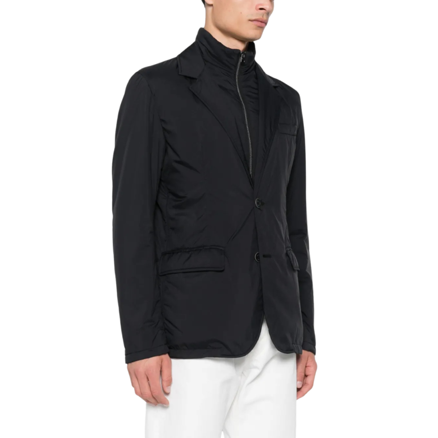 Veste bouton HERNO nylon noir poches rabats col zippé