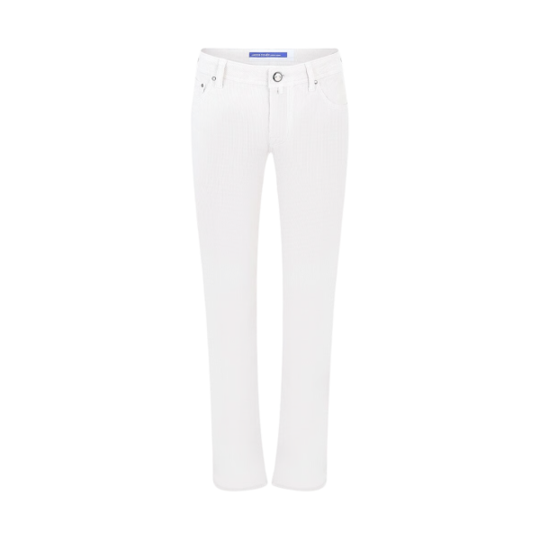 Pantalon Jean slim JACOB COHEN Nick coton velours côtelé écru