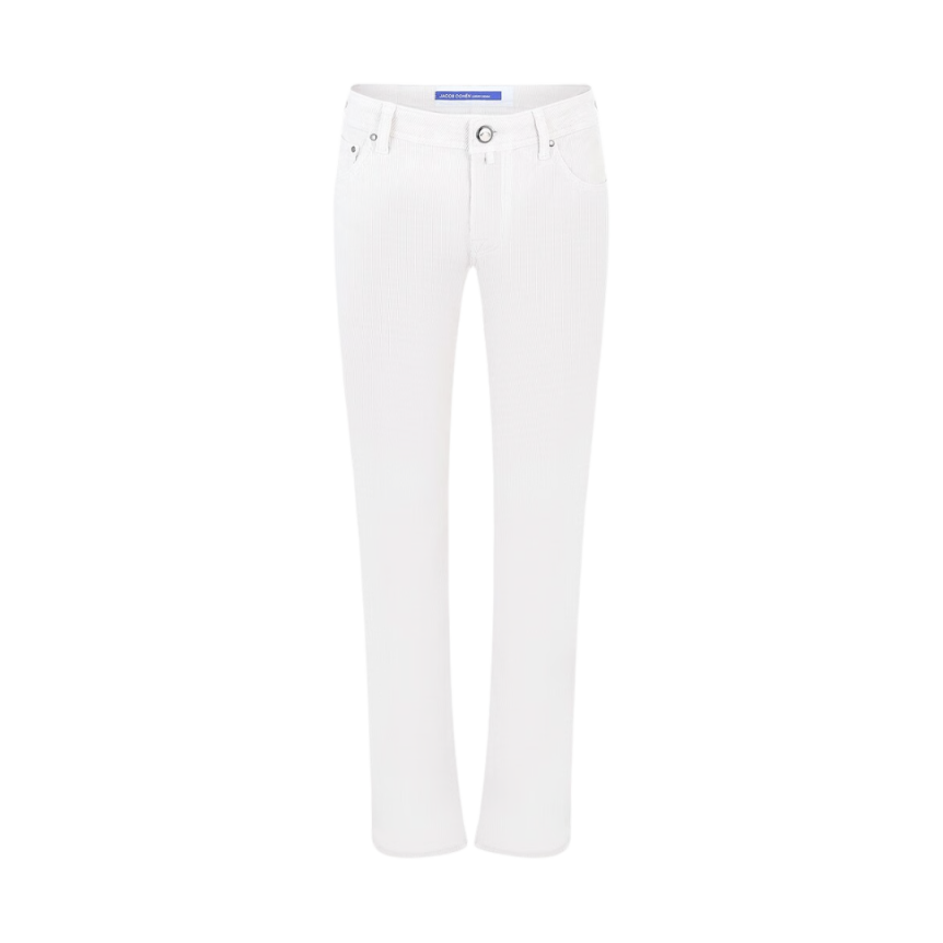 Pantalon Jean slim JACOB COHEN Nick coton velours côtelé écru