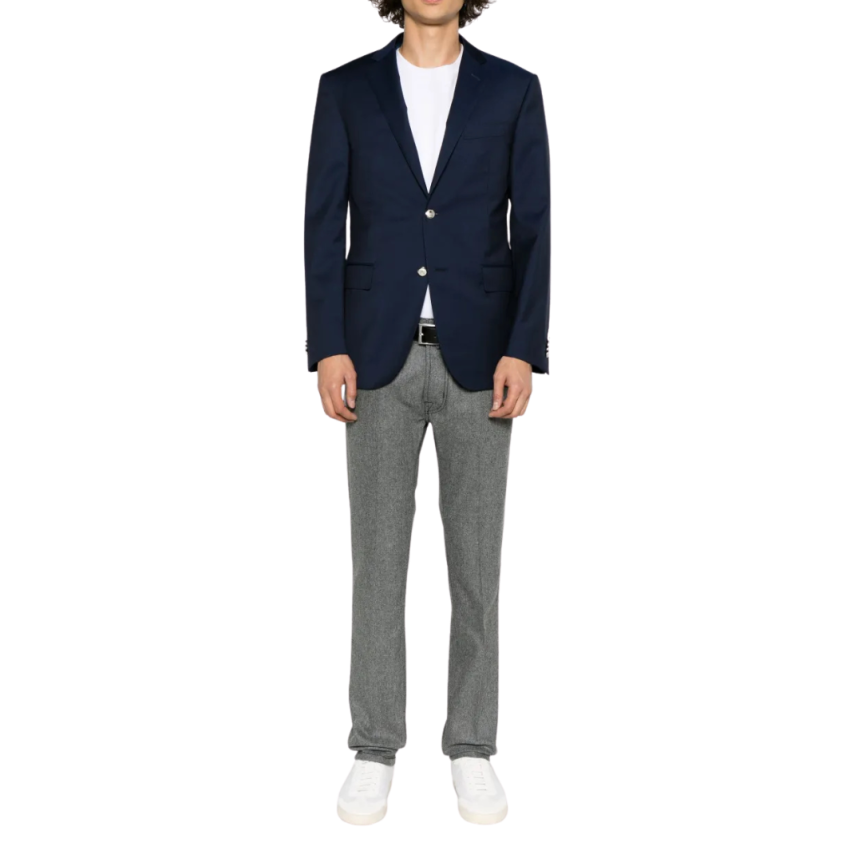 Pantalon JACOB COHEN Nick flanelle laine gris anthracite