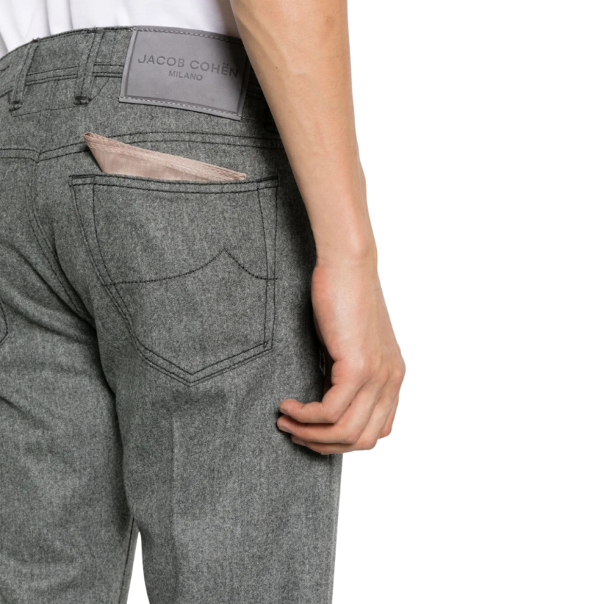 Pantalon JACOB COHEN Nick flanelle laine gris anthracite