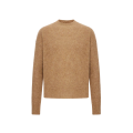 Pull col rond maille laine alpaga camel broderie Ami