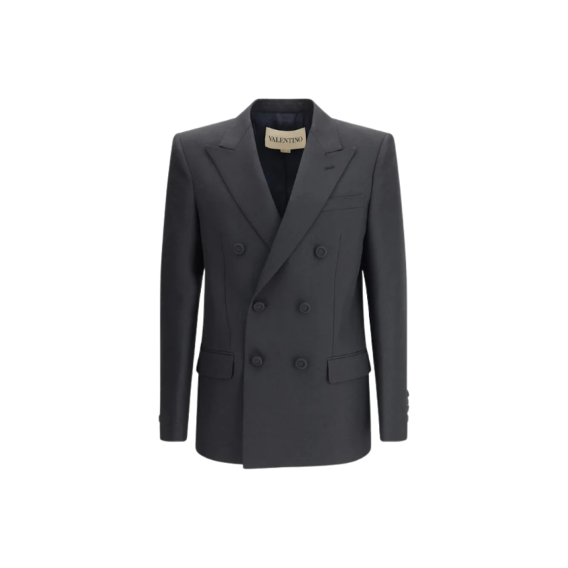 Veste croisée poly laine noire