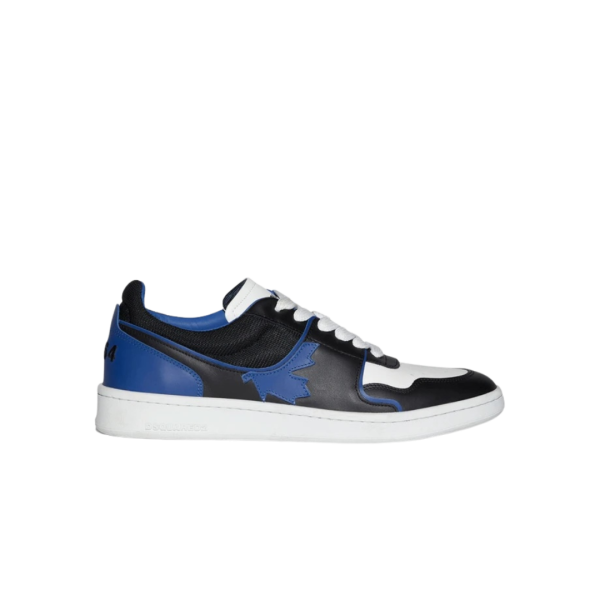 DSQUARED Baskets basses lacets Boxer cuir blanc bleu noir