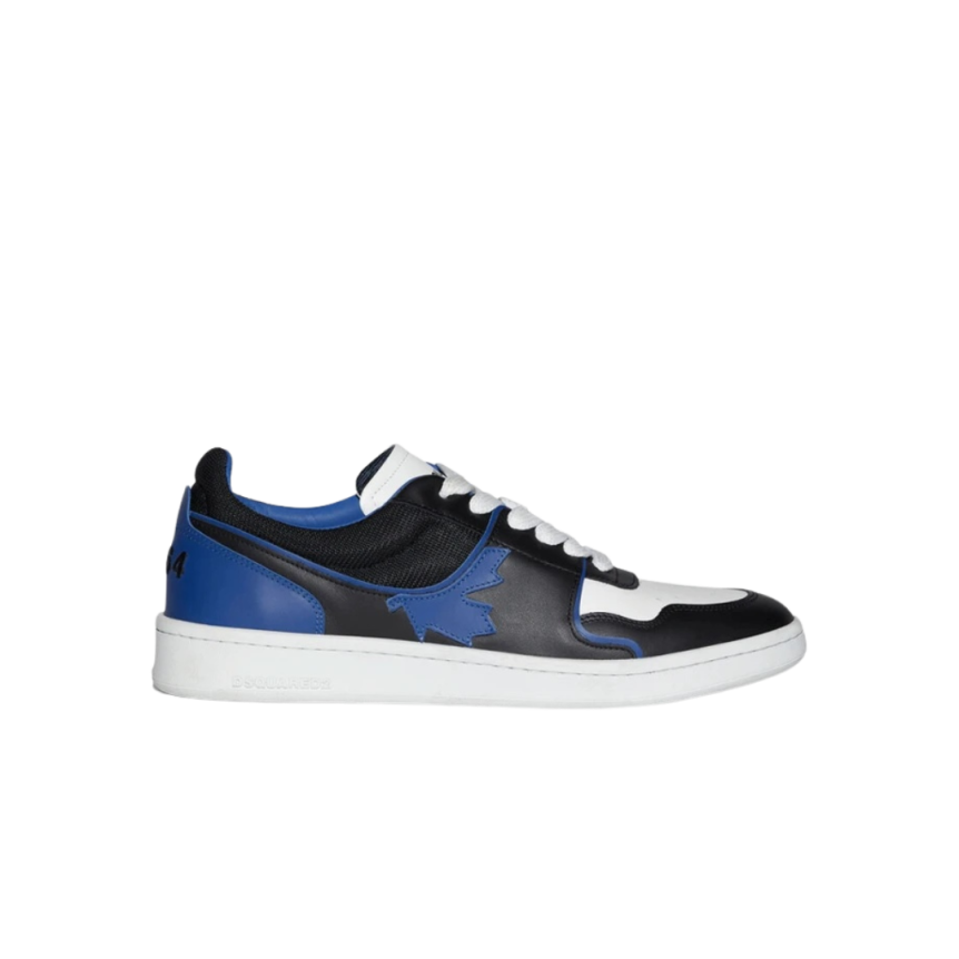 DSQUARED Baskets basses lacets Boxer cuir blanc bleu noir
