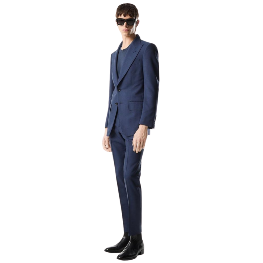 Costume pantalon TOM FORD soie bleu