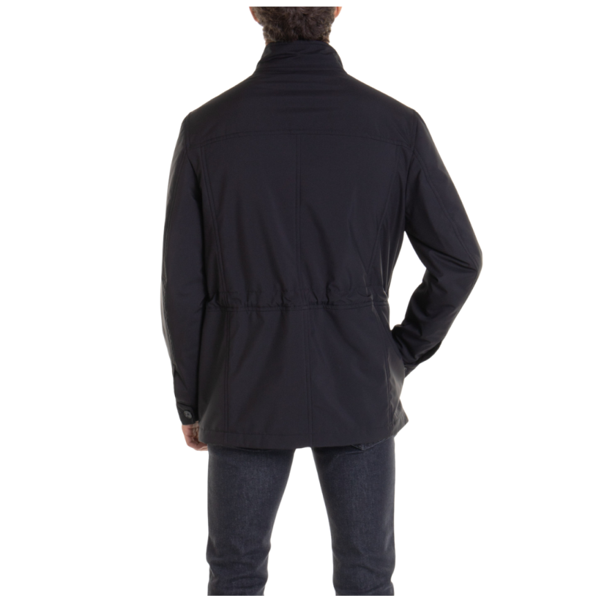 Veste parka zippée BRIONI laine cachemire bleu marine poches plaquées