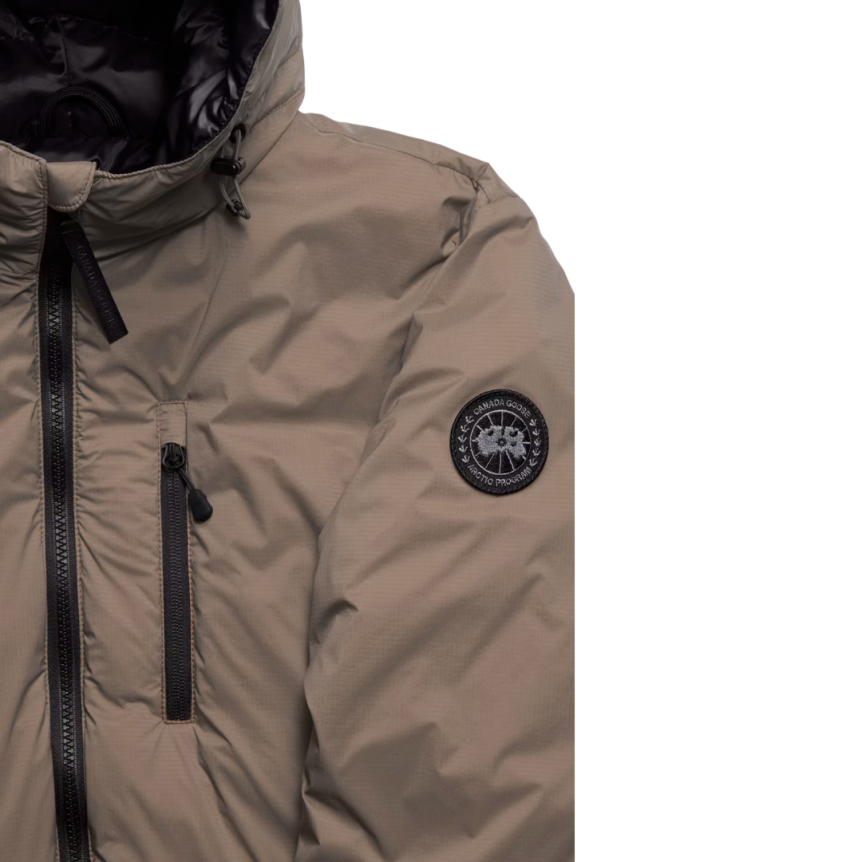 Blouson veste zippée à capuche CANADA GOOSE Lodge Down Hoody nylon taupe