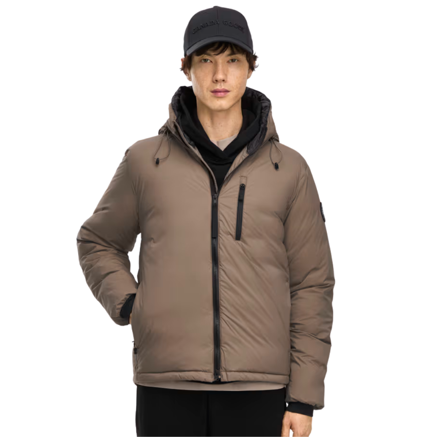 Blouson veste zippée à capuche CANADA GOOSE Lodge Down Hoody nylon taupe