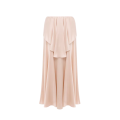 Jupe midi fluide satin soie rose volants