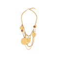 Collier plastron multi chaînes laiton doré médailles plaque