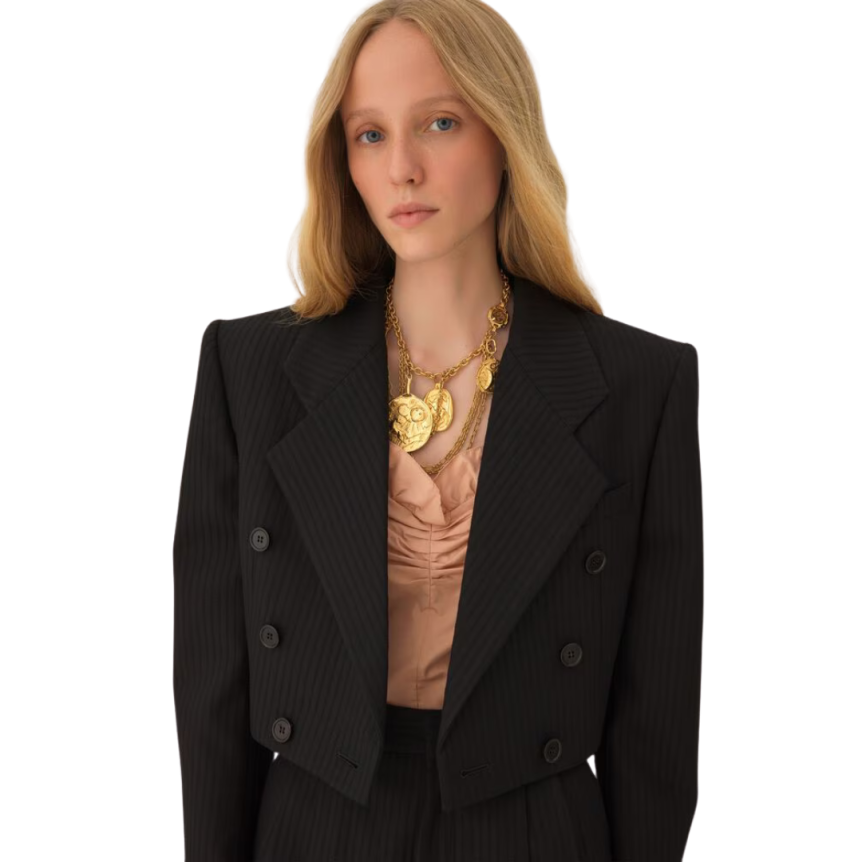 Collier plastron CHLOE multi chaînes laiton doré médailles plaque