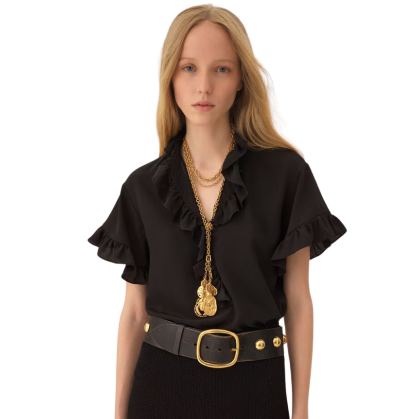 Collier long CHLOE laiton doré multi médailles