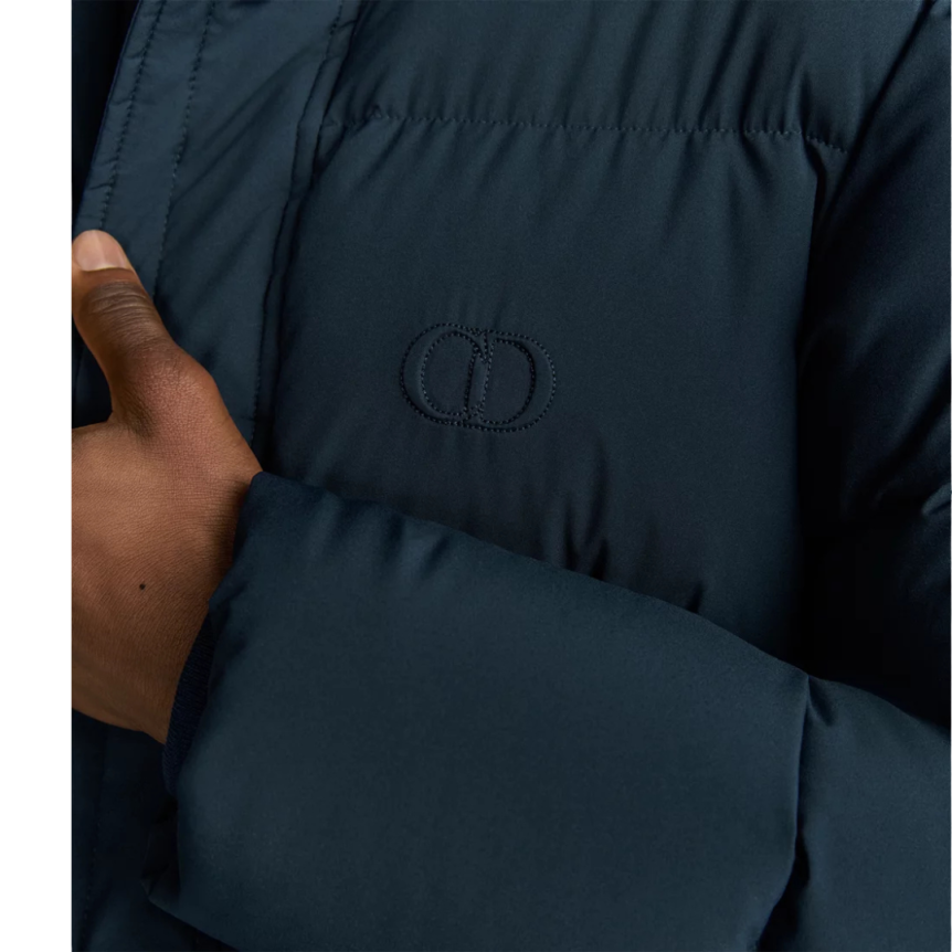 Doudoune matelassée DIOR à capuche CD Icon toile technique bleue