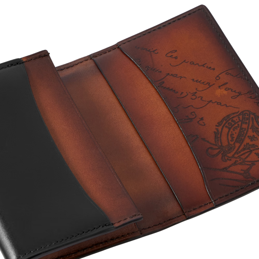 Porte-Cartes BERLUTI Imbuia Noir interieur scritto cacao