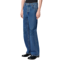 Pantalon jean baggy denim coton lavé bleu anagramme genoux