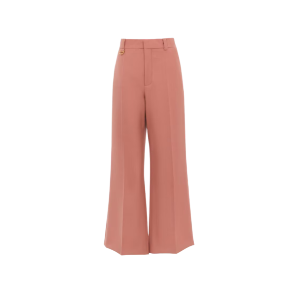 Pantalon bootcut CHLOE évasé gabardine laine rose