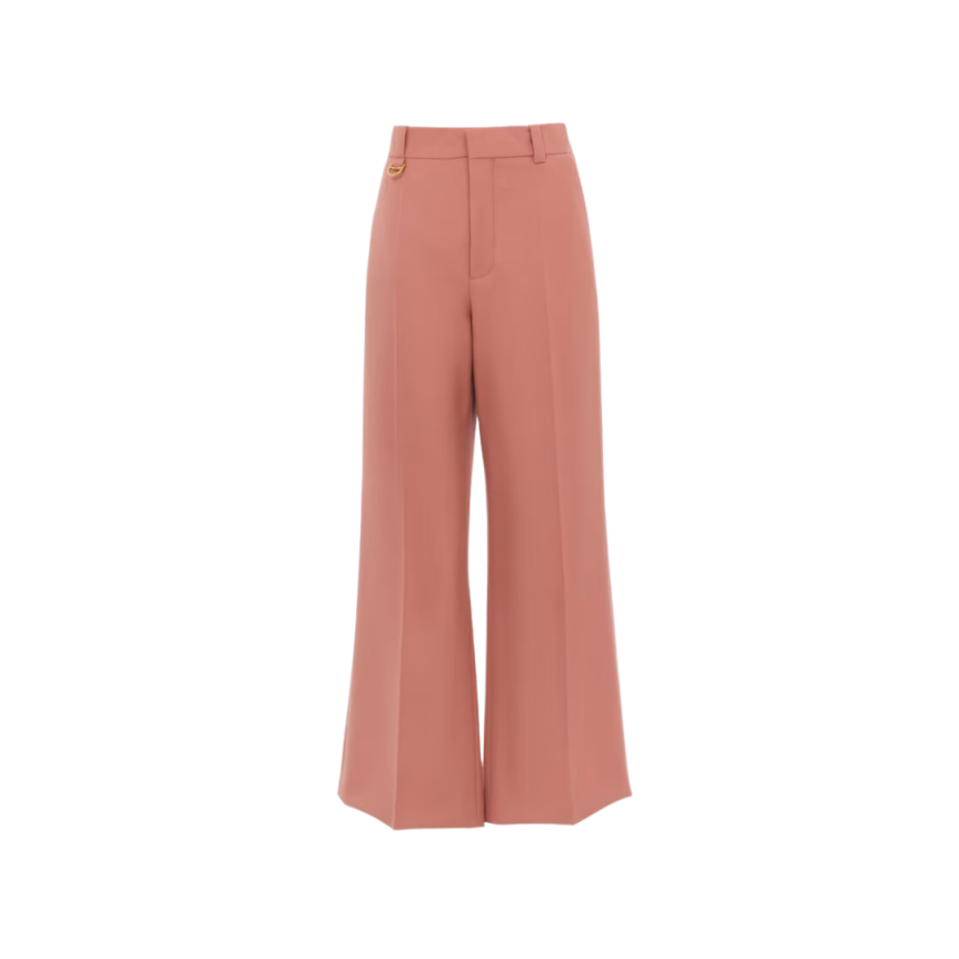 Pantalon bootcut CHLOE évasé gabardine laine rose