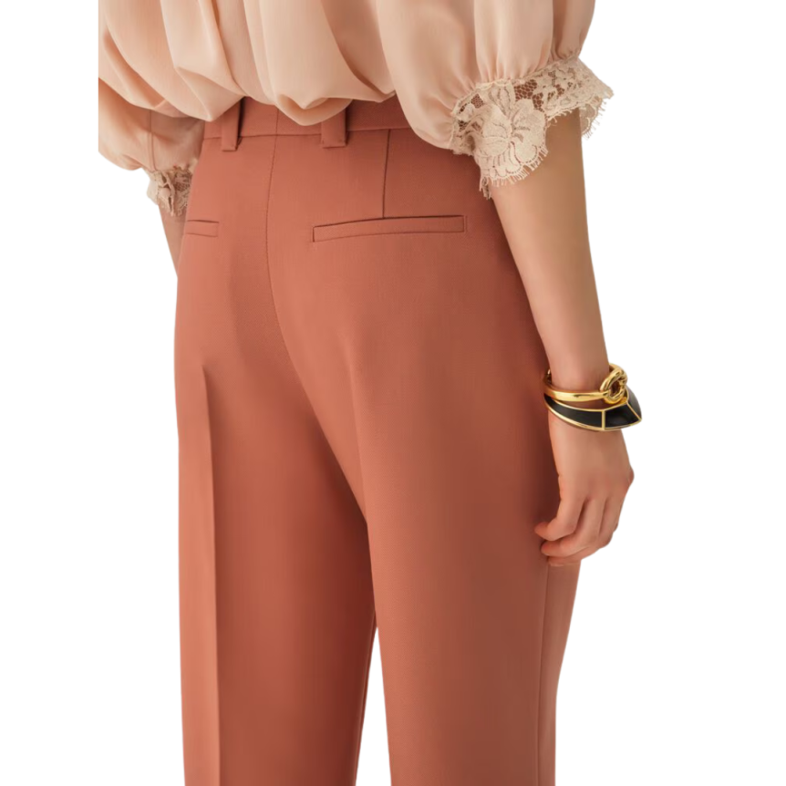 Pantalon bootcut CHLOE évasé gabardine laine rose
