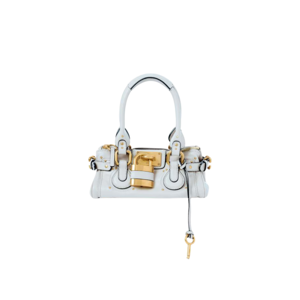 Sac porté main CHLOE Paddington cuir bleu ciel grisé cadenas oversize