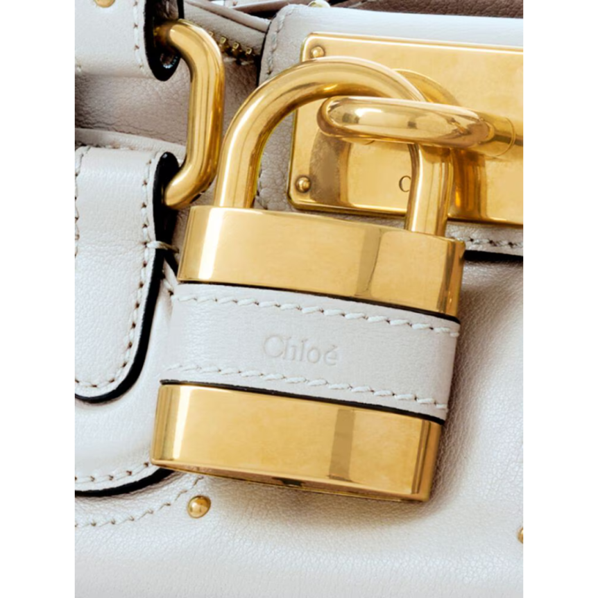 Sac porté main CHLOE Paddington cuir bleu ciel grisé cadenas oversize