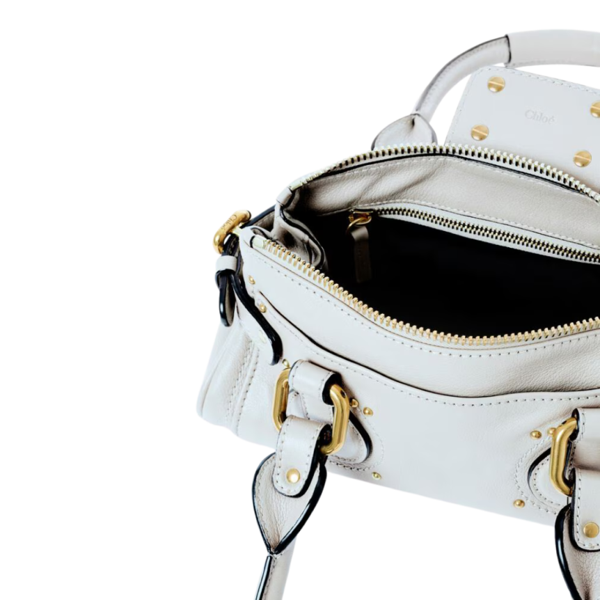 Sac porté main CHLOE Paddington cuir bleu ciel grisé cadenas oversize