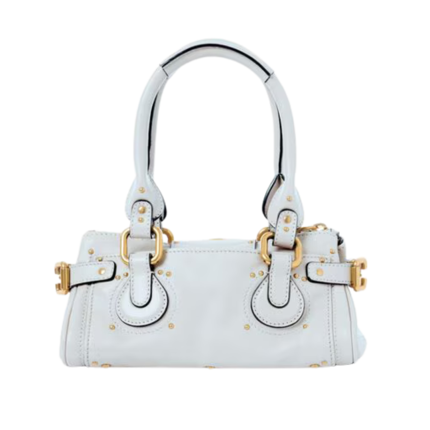 Sac porté main CHLOE Paddington cuir bleu ciel grisé cadenas oversize