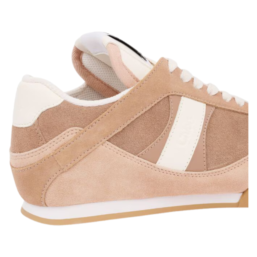 Basket basse CHLOE Kick resille cuir velours vieux rose
