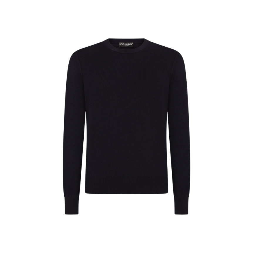 Pull col rond DOLCE & GABBANA cachemire bleu marine