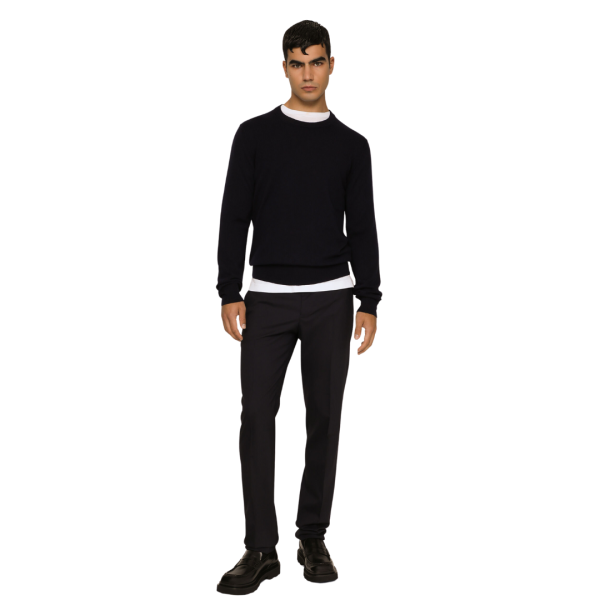 Pull col rond DOLCE & GABBANA cachemire bleu marine