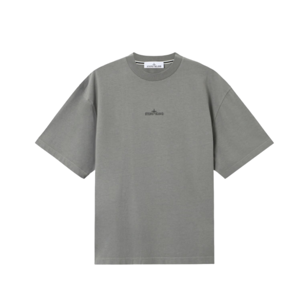 T-shirt manche courte STONE ISLAND coton gris broderie megacity dos
