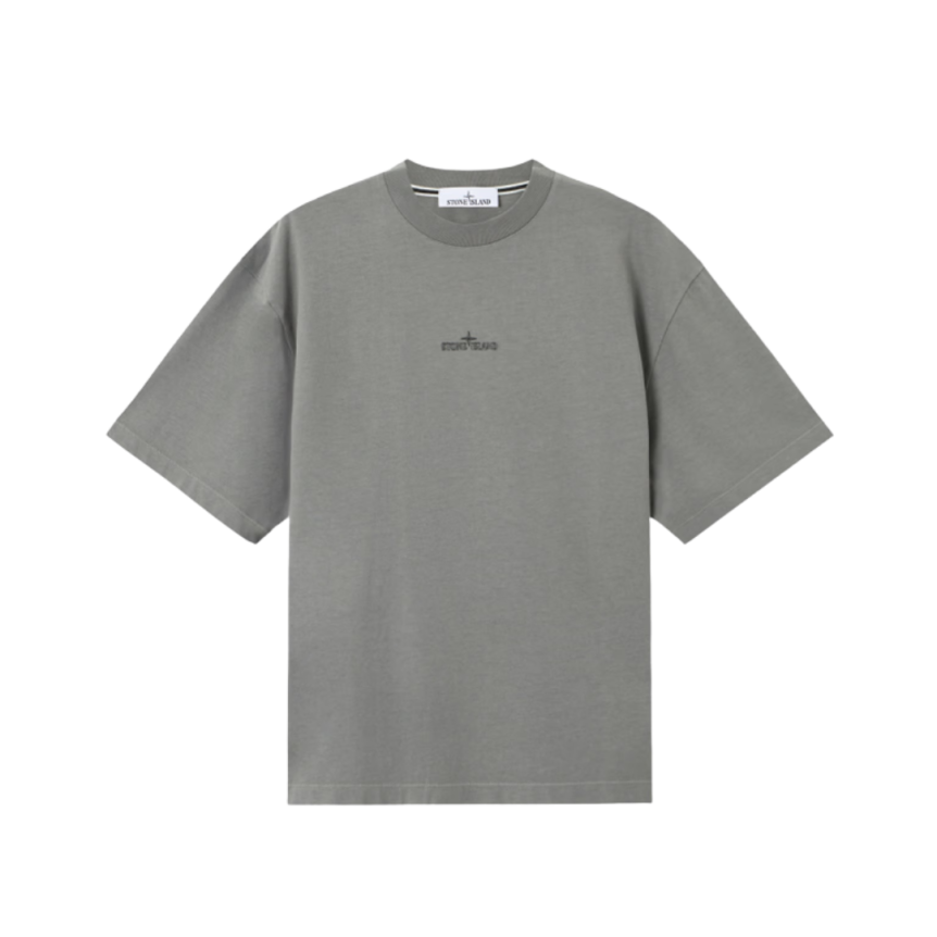 T-shirt manche courte STONE ISLAND coton gris broderie megacity dos