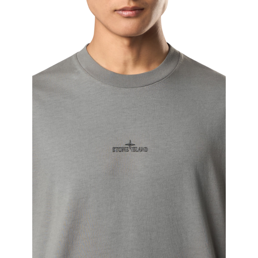 T-shirt manche courte STONE ISLAND coton gris broderie megacity dos